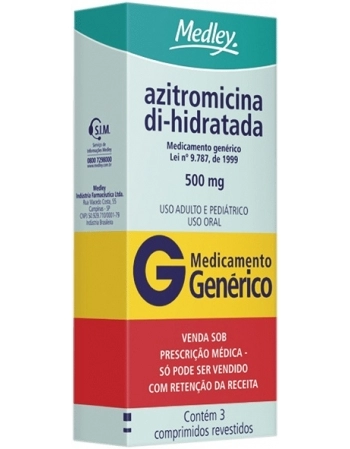 AZITROMICINA 500MG C/3CPR GEN