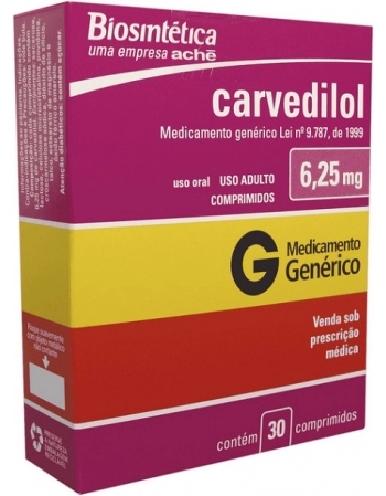 CARVEDILOL 6,25MG C/30CPR GEN