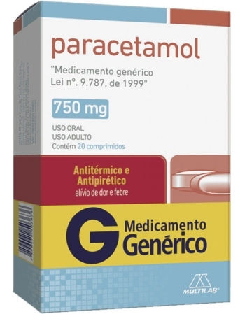 PARACETAMOL 750MG C/ 20CPR GEN
