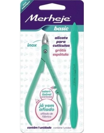 ALICATE CUTICULA BASIC+ESPATULA C/1U-VERDE