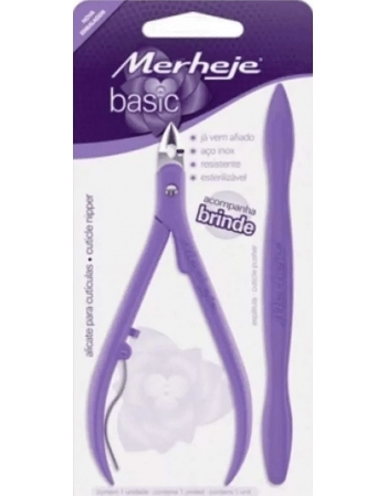 ALICATE CUTICULA BASIC+ESPATULA C/1U-LILAS