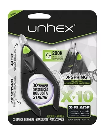 ALICATE UNHAS UNHEX X10 C/1U-PRETO/VERDE
