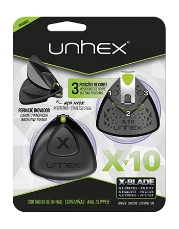 CORTADOR UNHAS UNHEX X10 C/ 1U-PRETO/VERDE