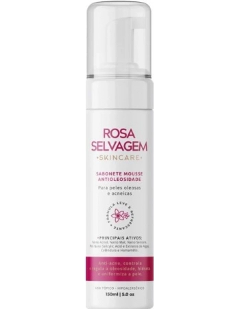 SABONETE FACIAL MOUSSE PELE OLEOSA E ACNEICA 150ML ROSA SELVAGEM